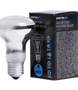 PATRON Reflector Bulb E27 R63 40W, frosted, powerful 230V lighting, ideal for bright and even light distribution in residential and commercial areas