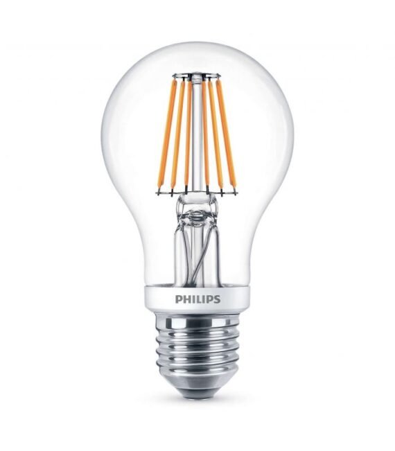 Philips LED Classic 75W A60 E27 Bulb with Clear Glass, Emitting Warm White Light