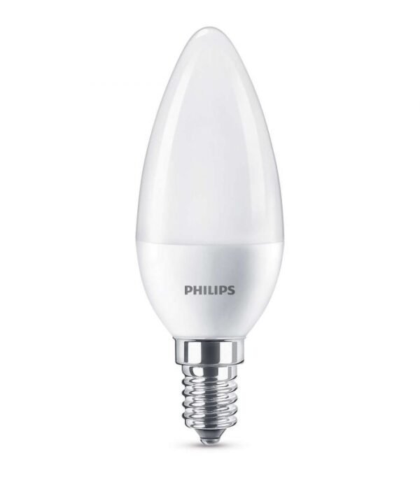 Philips LED Candle B38 7W E14 Bulb in Matte Black, Emitting Warm White Light