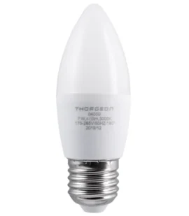 THORGEON 7W E27 B35 LED Bulb, 3000K Warm White, 470 Lumens, Frosted Candle Design