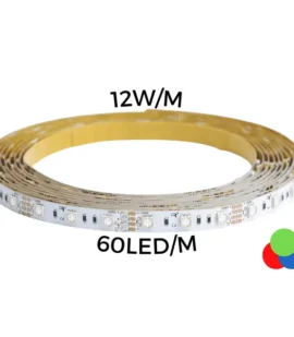 Thorgeon RGB LED Strip 12W/m, 60 LED/m, IP67 waterproof, 24V, CRI80, vibrant colors, 36000h lifespan, 5m length