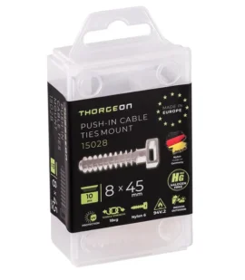 Pack of 10 Thorgeon Screw Saddle Cable Supports 8x45 in white, for efficient cable organization.