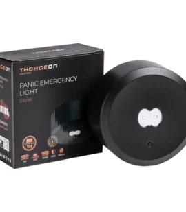 Image of THORGEON's Panic Emergency LED Light 10in1, showcasing its sleek black design and powerful lighting capability.