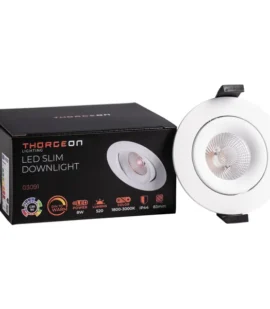 Thorgeon LED Downlight 8W RAL9003, Dim to Warm, High CRI, IP44 Rated
