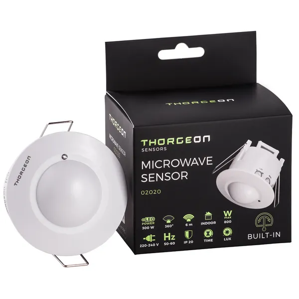 Thorgeon Microwave Sensor Recessed 300W IP20 showing 6m range