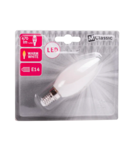 Philips LED Filament Bulb B35 E14 4.3W, 2700K Warm White, 470 Lumens, Frosted Candle Shape