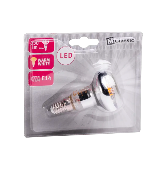 Philips Filament LED Bulb R50 E14 3.8W, Clear 2700K Light, 330 Lumens