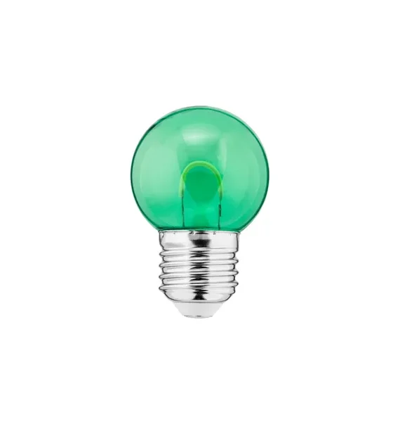 THORGEON LED Color Bulb 1W G45, vibrant green, clear filament, energy-saving and perfect for creating a colorful ambiance in various settings